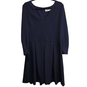 NWT! Eliza J Dress Navy Blue Skater V-Neck Women's Size 14 Fit & Flare NEW